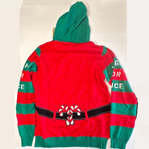 U Look Ugly Christmas Sweater Sz Medium Unisex Adult Hooded Santa’s Helper New - Picture 5 of 12